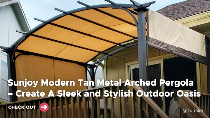 Sunjoy Modern Tan Metal Arched Pergola – Create A Sleek and Stylish Outdoor Oasis