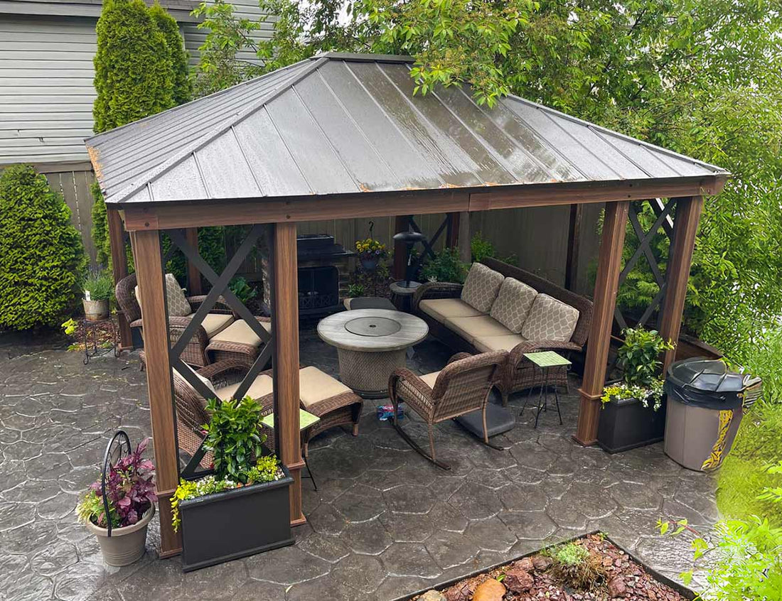 Aluminum Framed Hard Top Gazebo with Planters