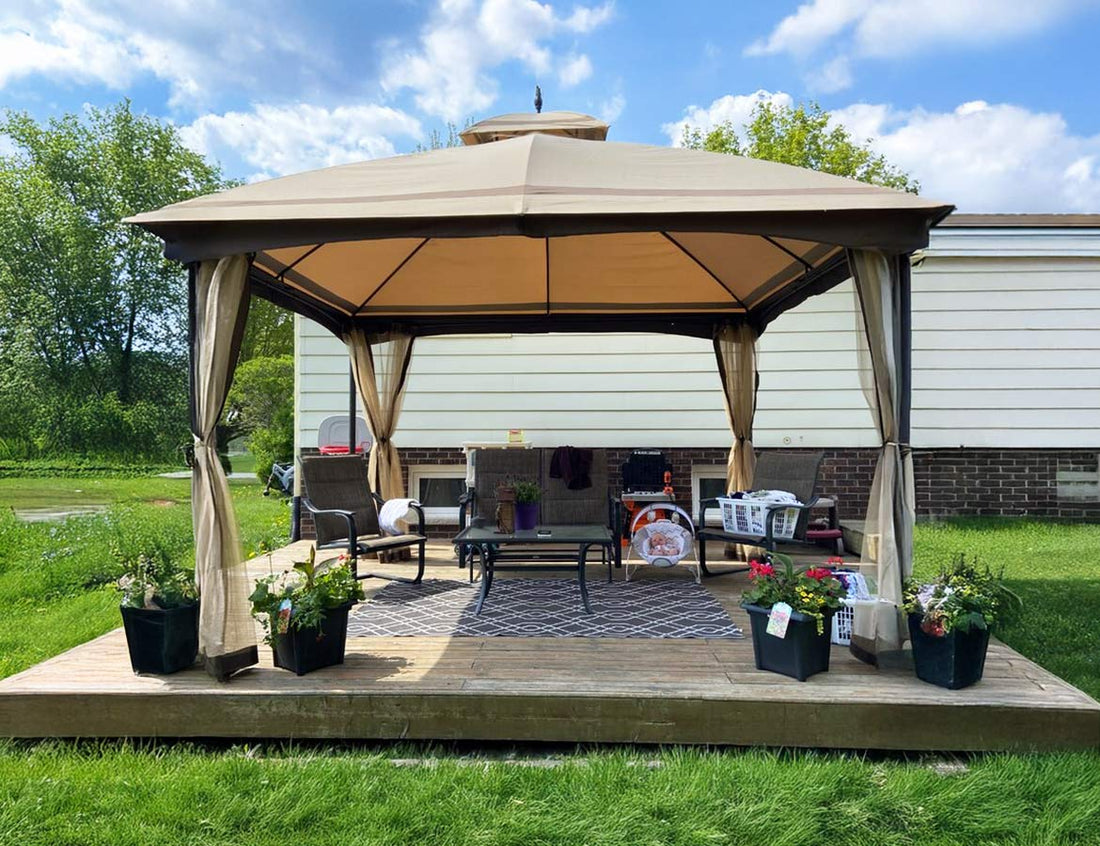 2 Tier Outdoor Canopy Gazebo with Netting