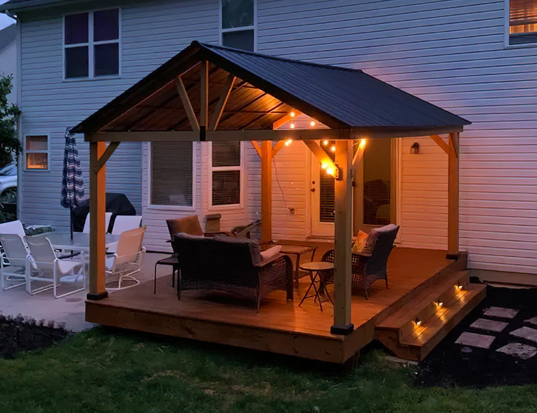 13x15 Gable Roof Gazebo with Ceiling Hook