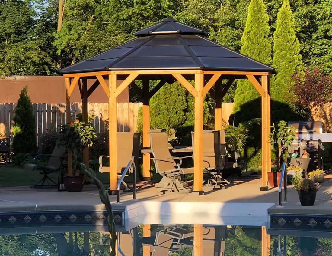 13x13 Octagon Wood Patio Gazebo with Ceiling Hook