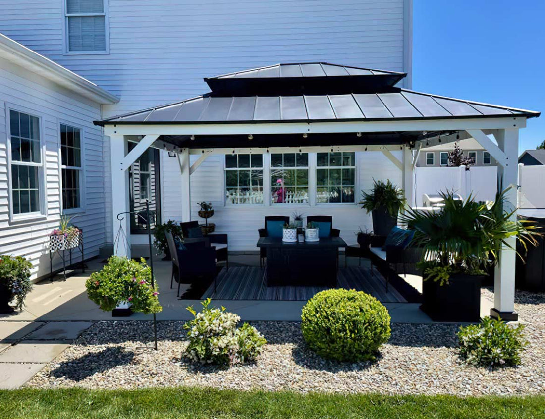 Wooden Backyard Gazebo with Ceiling Hook