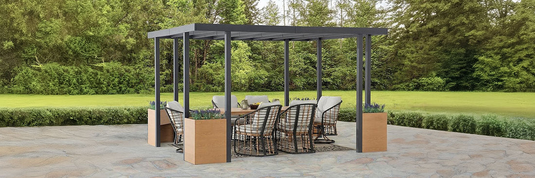 SUNJOY Modern Metal Pergolas: Stylish Covered Pergola Shade with Roof