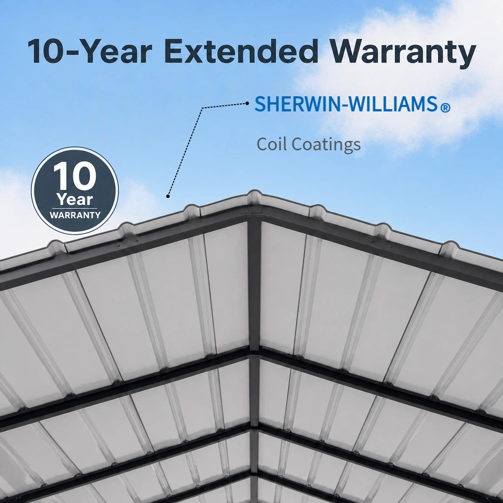 Armored Heavy-Duty Steel Carport 12' × 20', with Gambrel Metal Roof