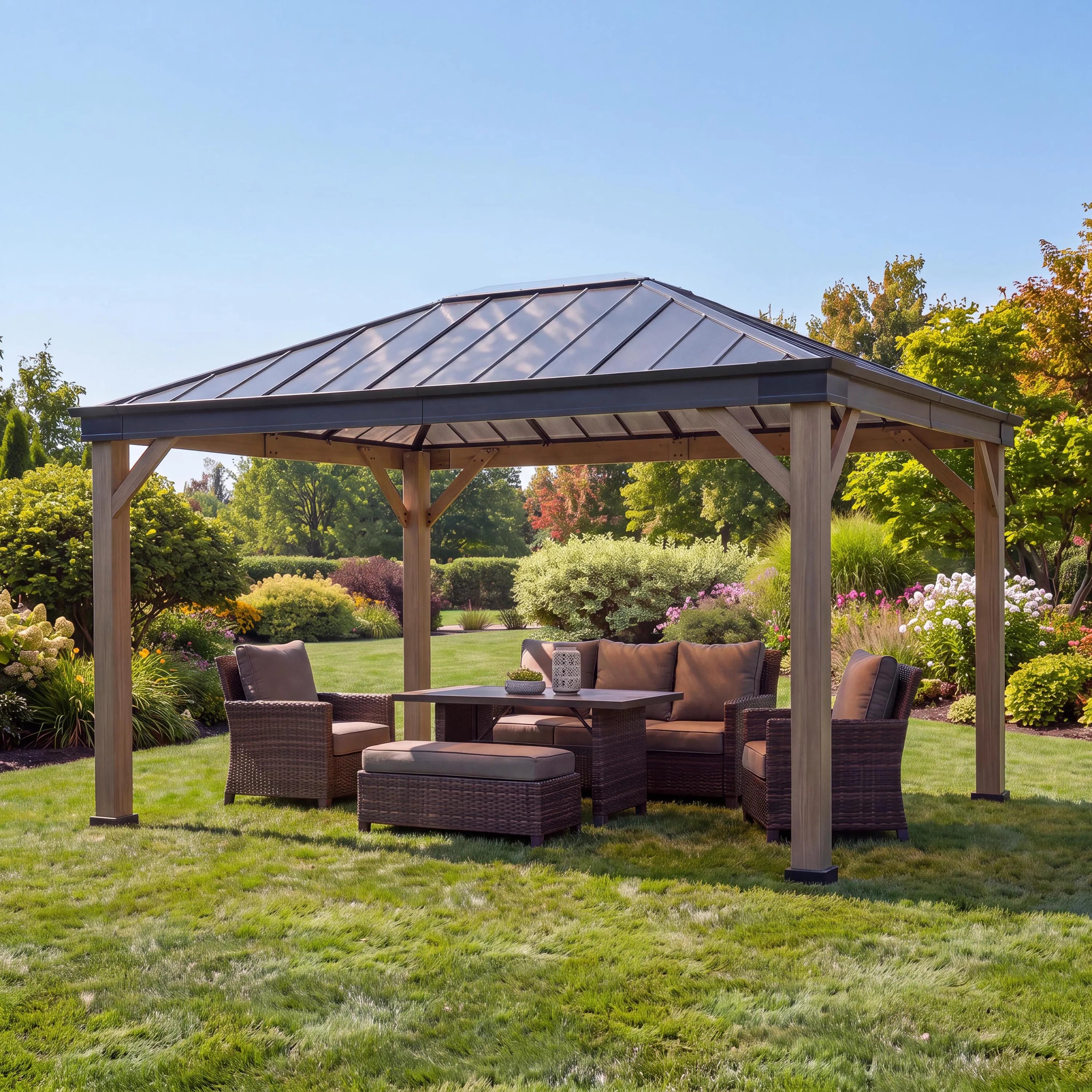 Cedarville Steel Hardtop Gazebo with Skylight, 11x13
