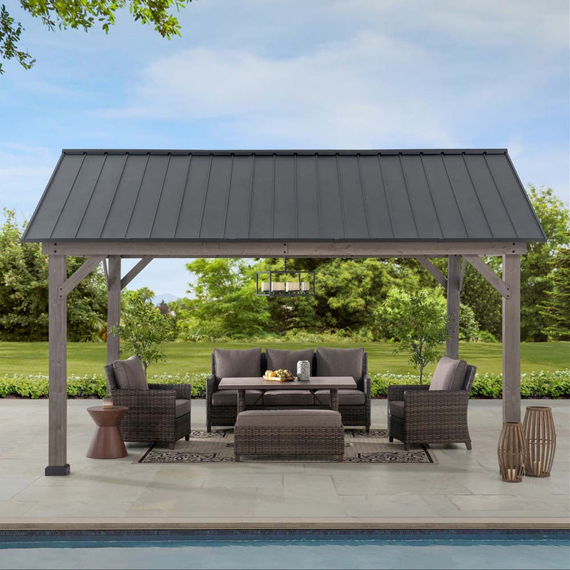 Sunjoy Wooden Hardtop Gazebo for Sale Outdoor Backyard Patio Pavilion