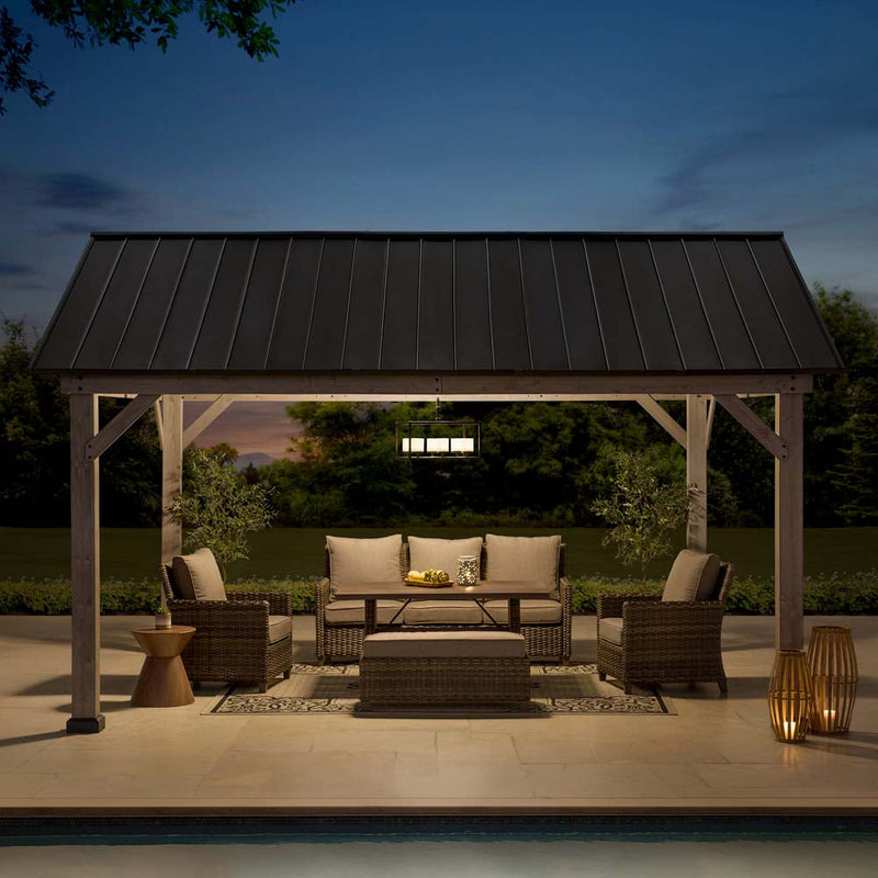 Sunjoy Wooden Hardtop Gazebo for Sale Outdoor Backyard Patio Pavilion