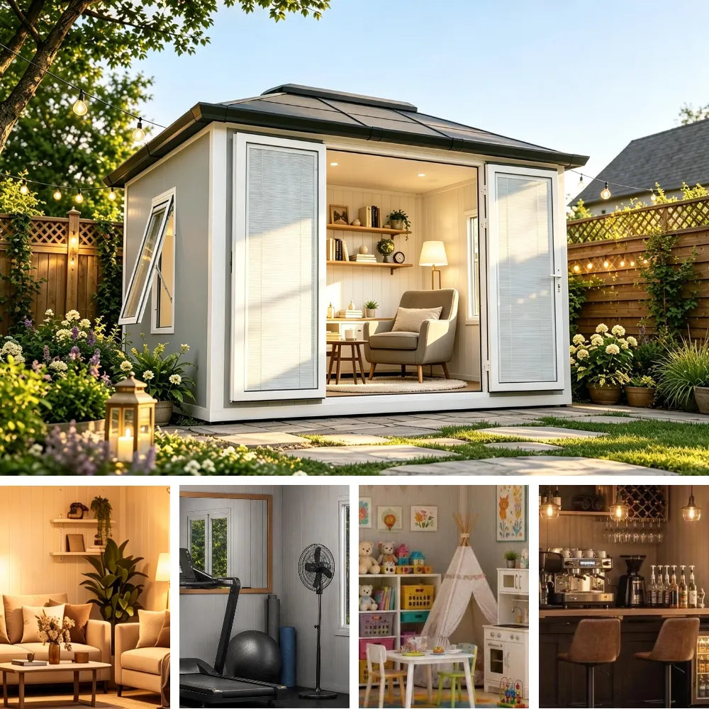 Esquire Beyond Shed Outdoor Room, 10x12.5 - Tan / Gray
