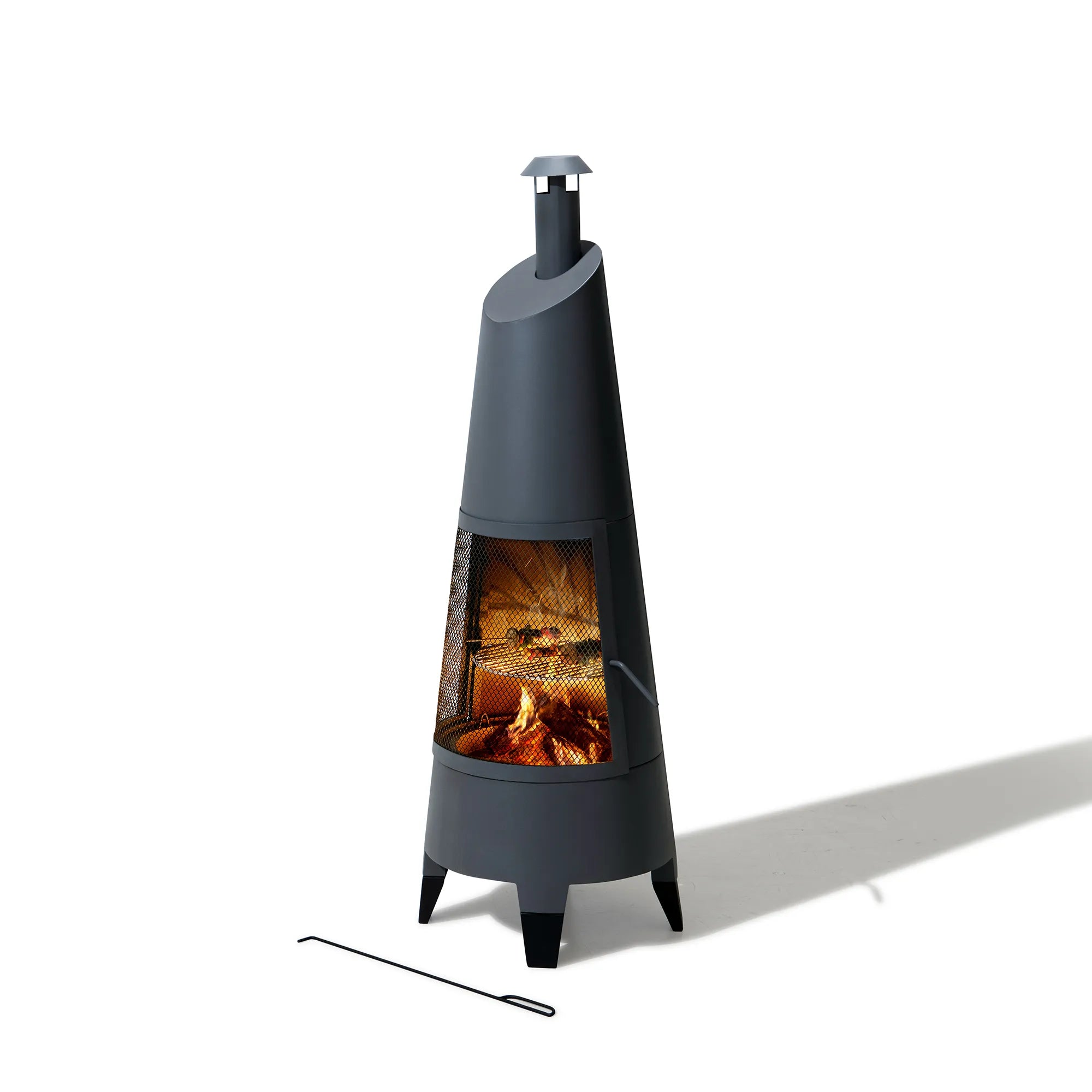 2-in-1 Chiminea Fire Pit & Grill 57" - Gray