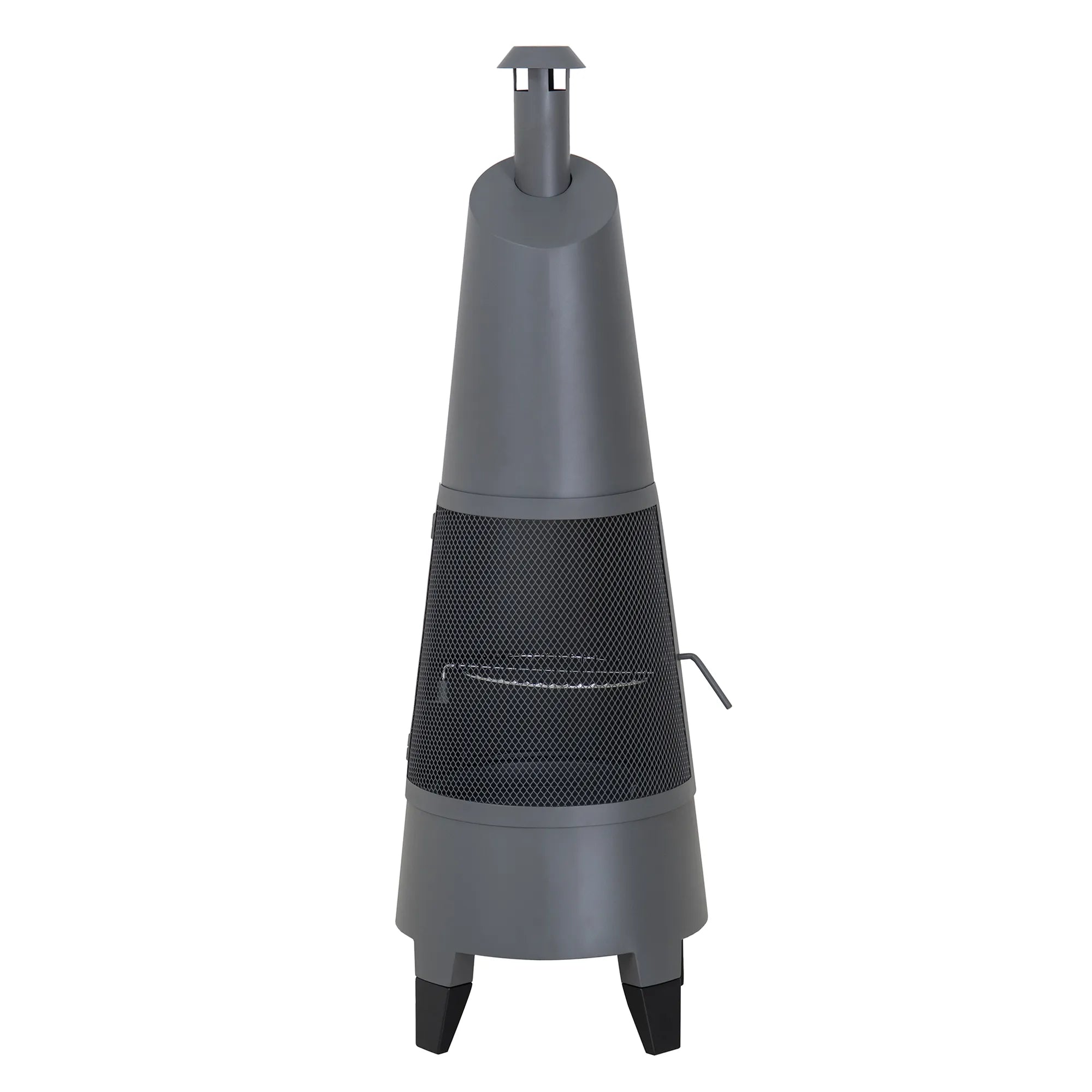 2-in-1 Chiminea Fire Pit & Grill 57" - Gray