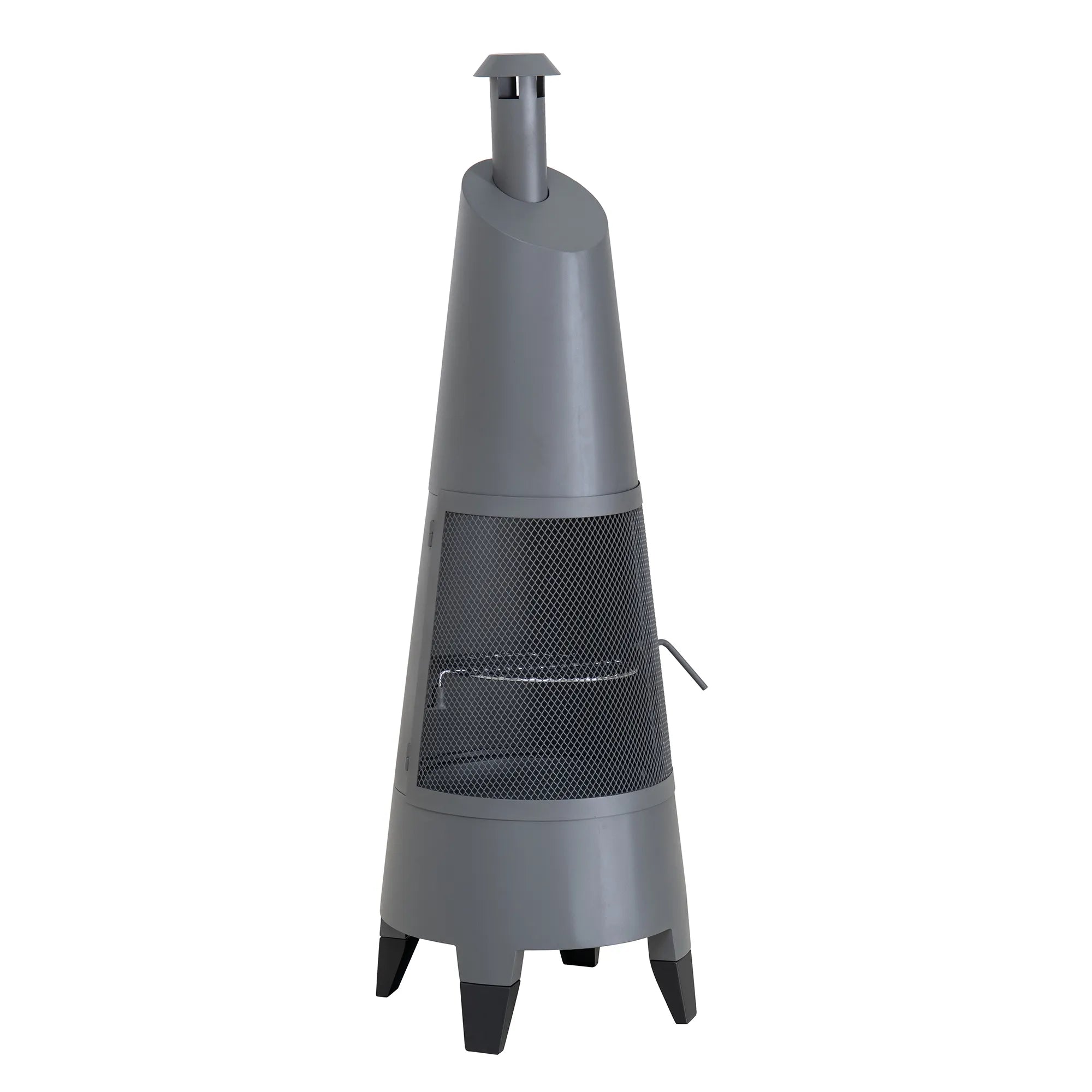 2-in-1 Chiminea Fire Pit & Grill 57" - Gray
