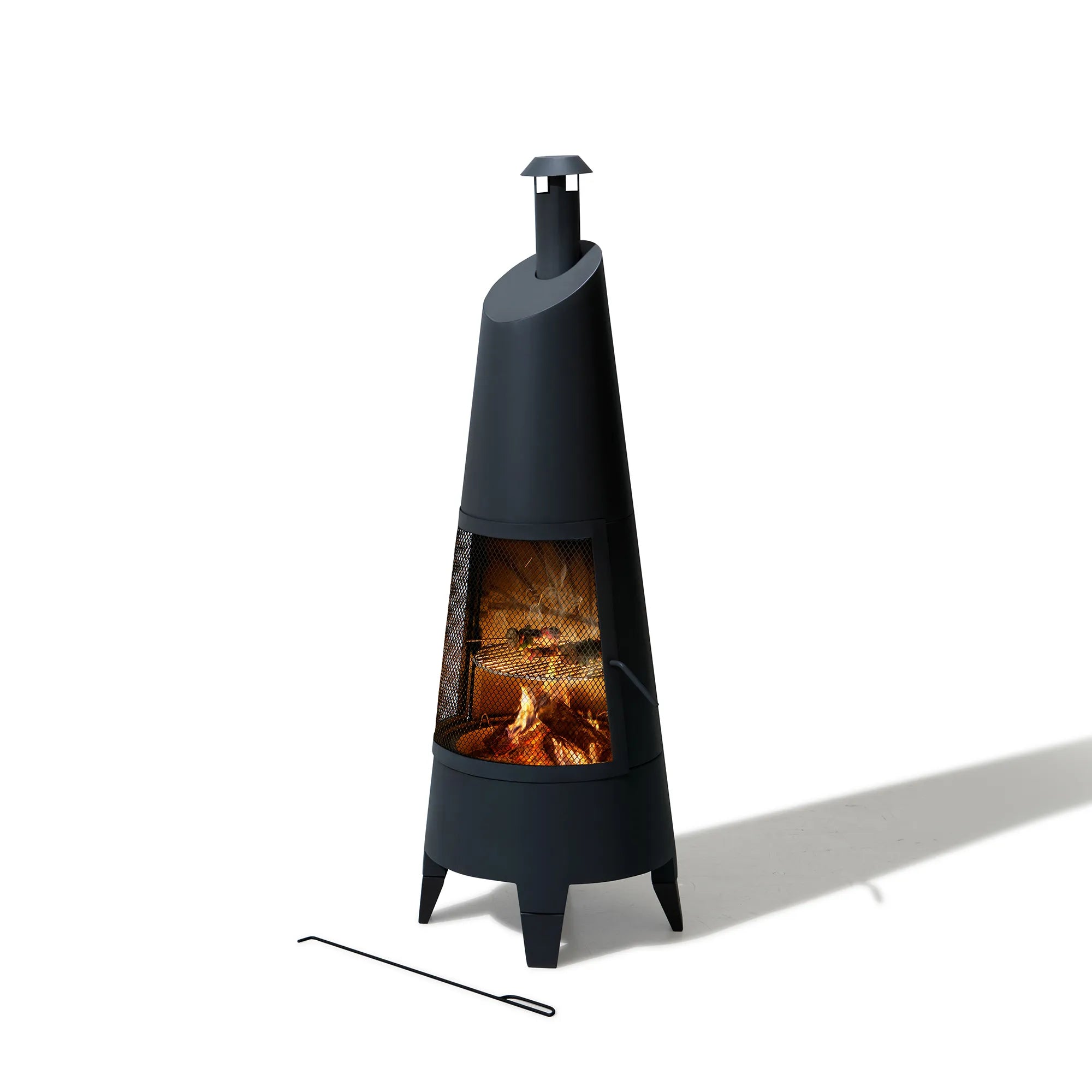 2-in-1 Chiminea Fire Pit & Grill 57" - Black