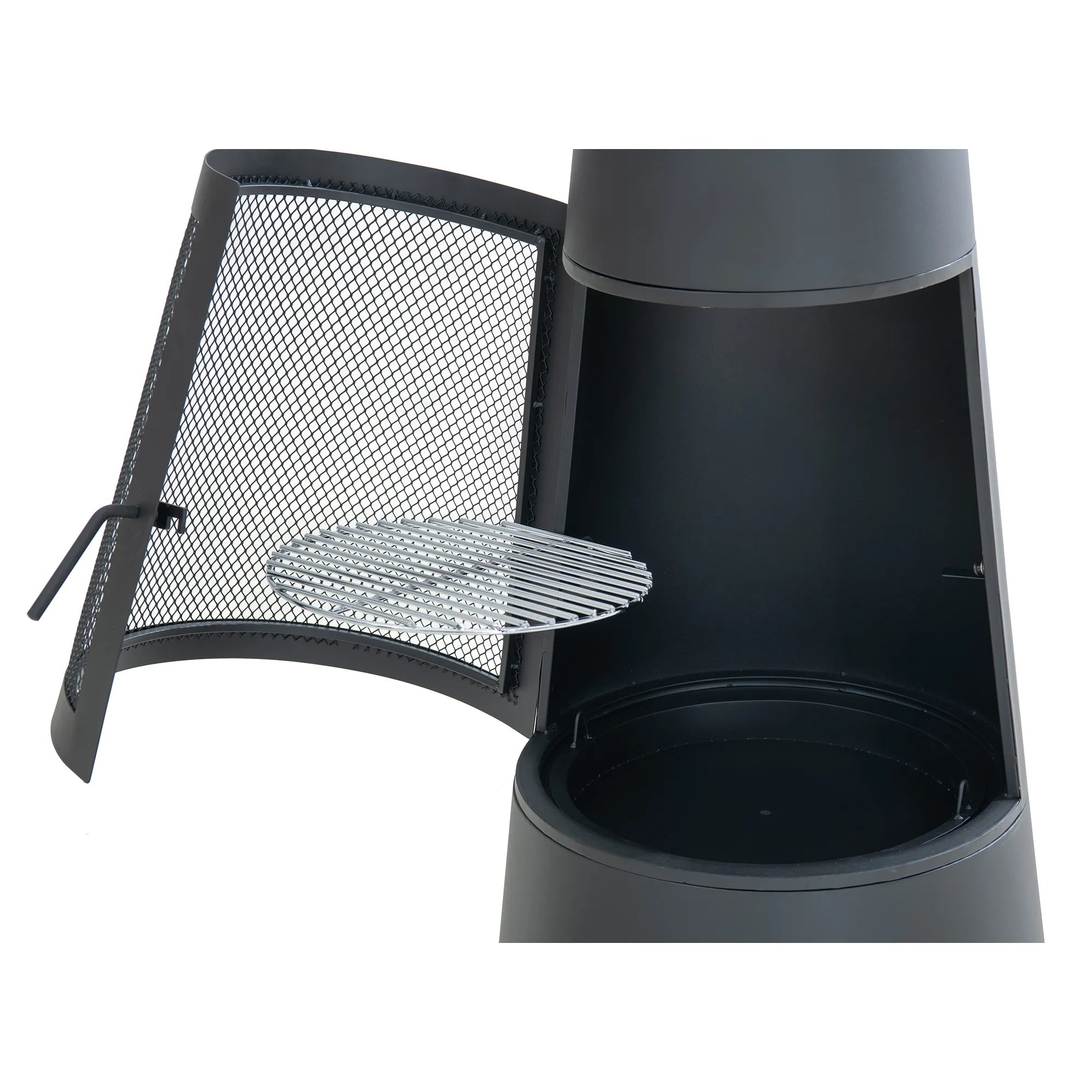 2-in-1 Chiminea Fire Pit & Grill 57" - Black