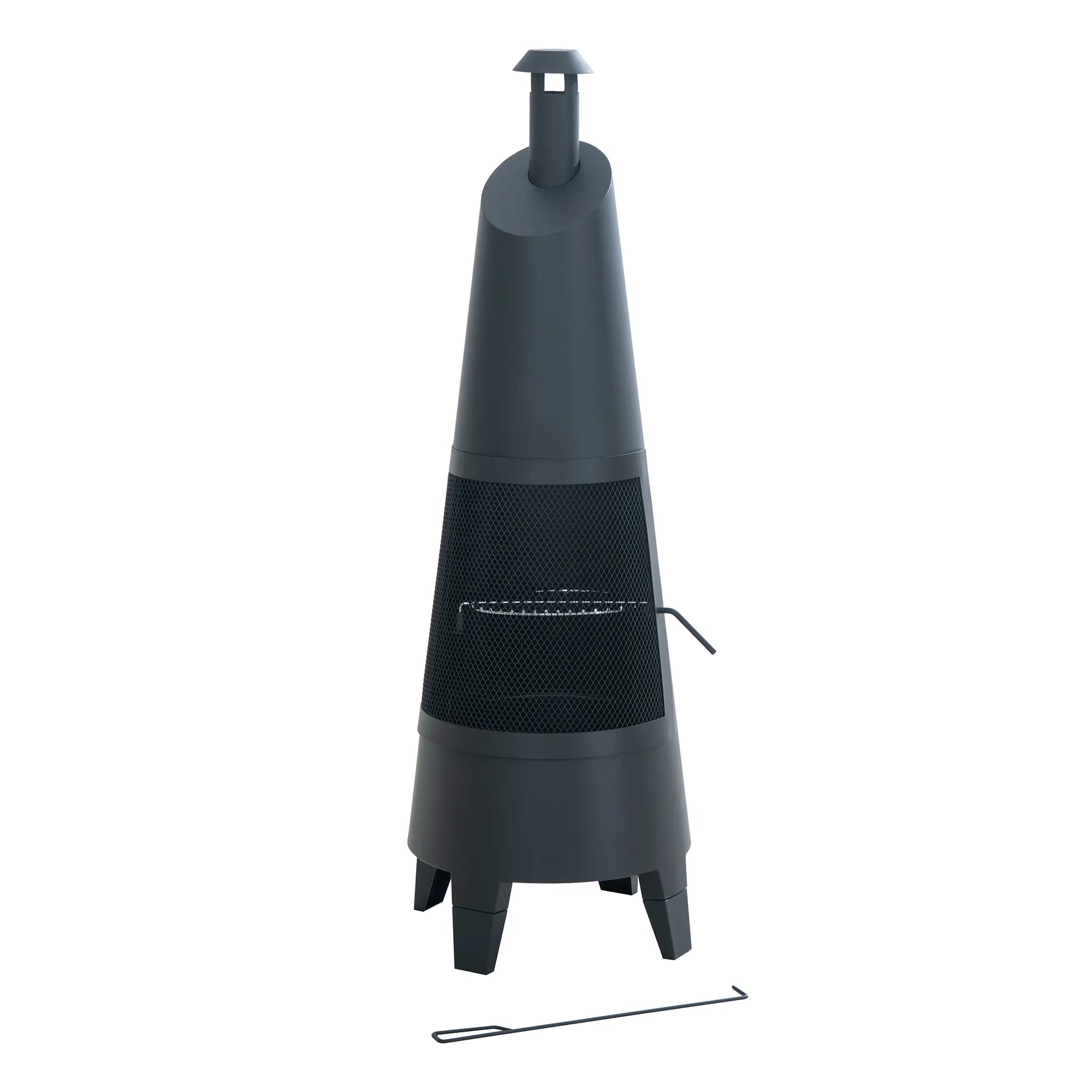 2-in-1 Chiminea Fire Pit & Grill 57" - Black