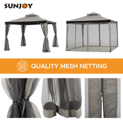 Sunjoy 10’ x 10’ Chatam Soft Top Gazebo with Mesh Netting