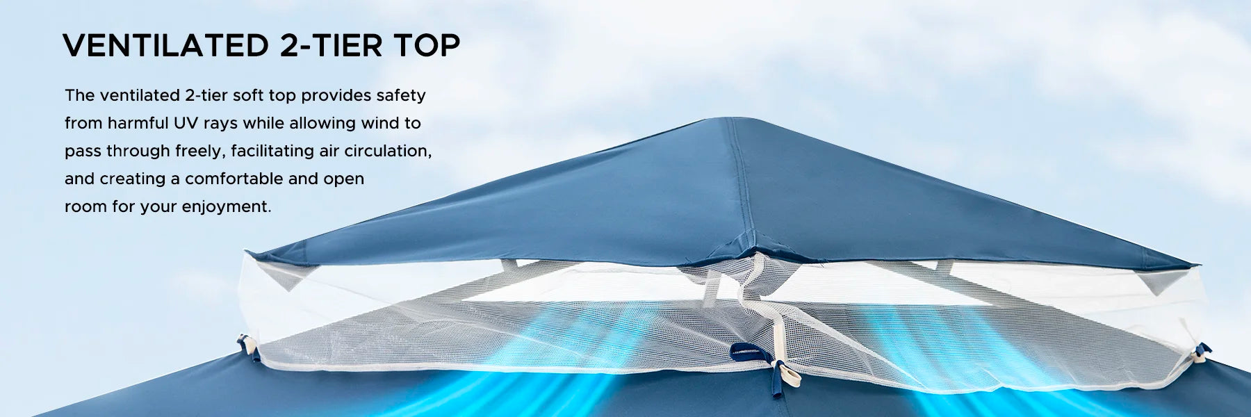 SUNJOY 10x10 Soft Top Gazebo with Mosquito Netting - Navy & White