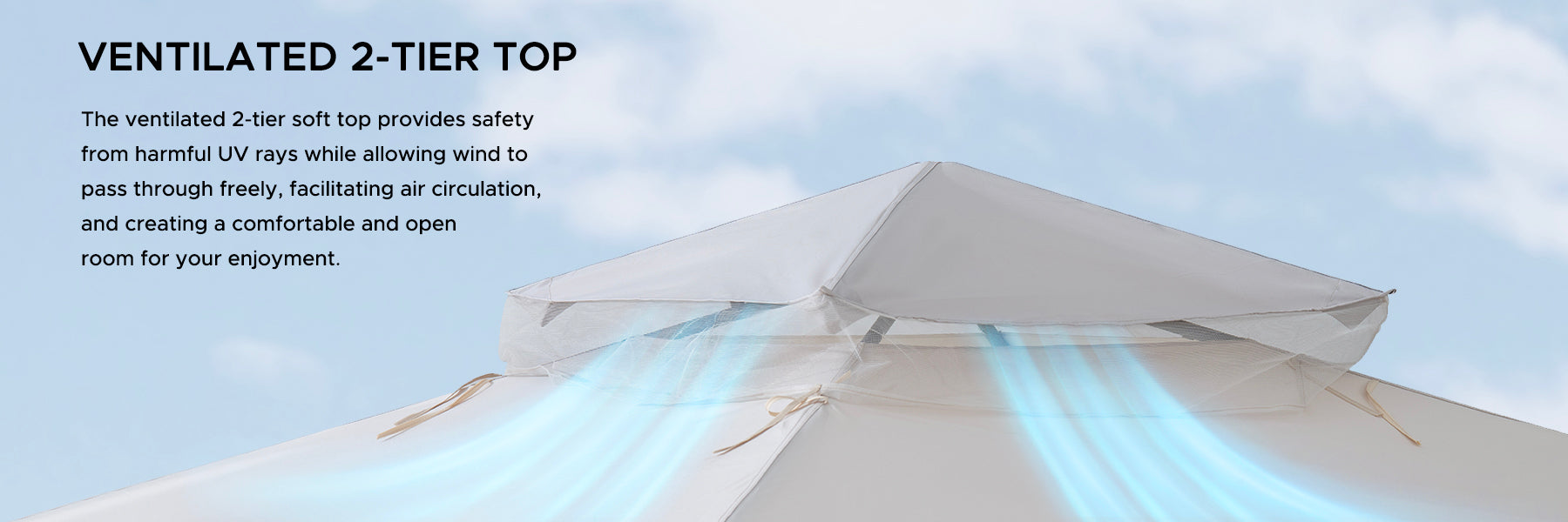 SUNJOY 10x10 Soft Top Gazebo with Mosquito Netting - Beige & White