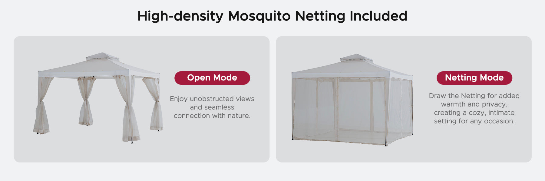 SUNJOY 10x10 Soft Top Gazebo with Mosquito Netting - Beige & White