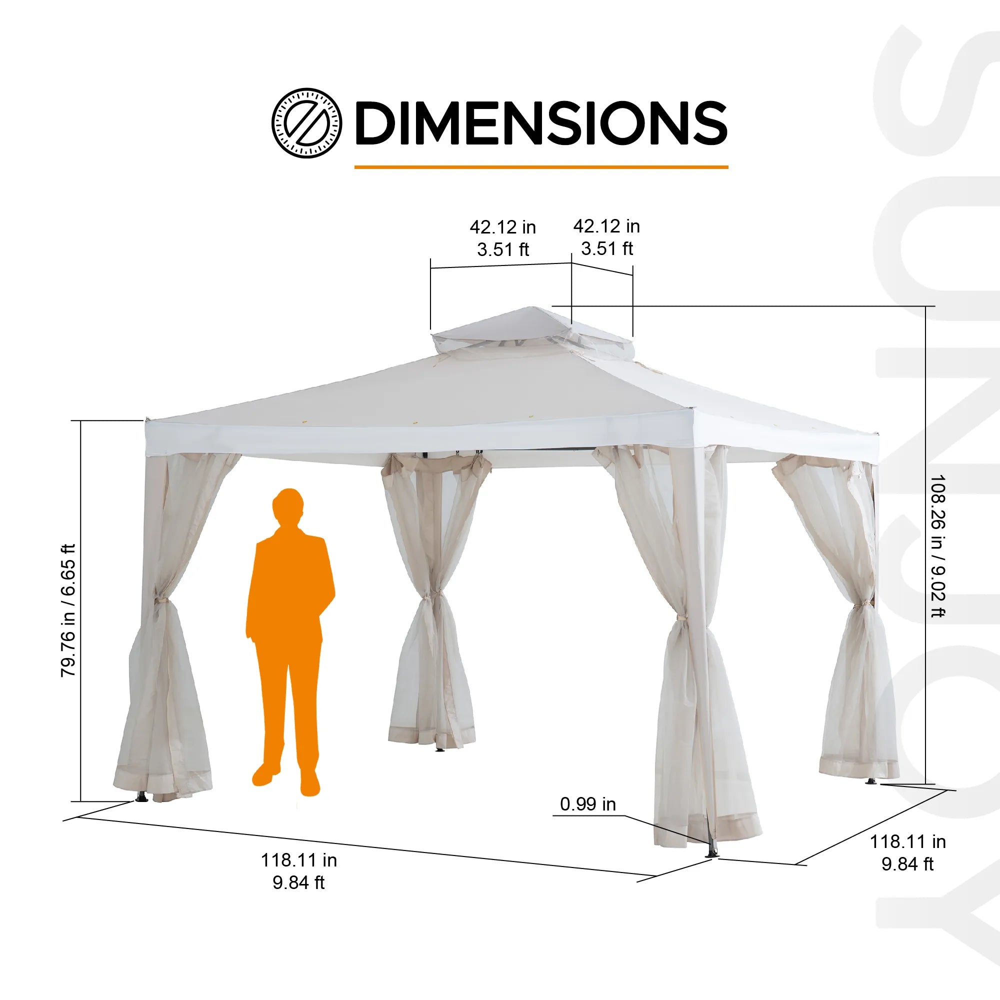 SUNJOY 10x10 Soft Top Gazebo with Mosquito Netting - Beige & White