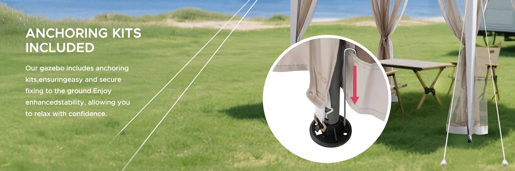 SUNJOY 8x8 Soft Top Gazebo with Mosquito Netting - Gray & Khaki