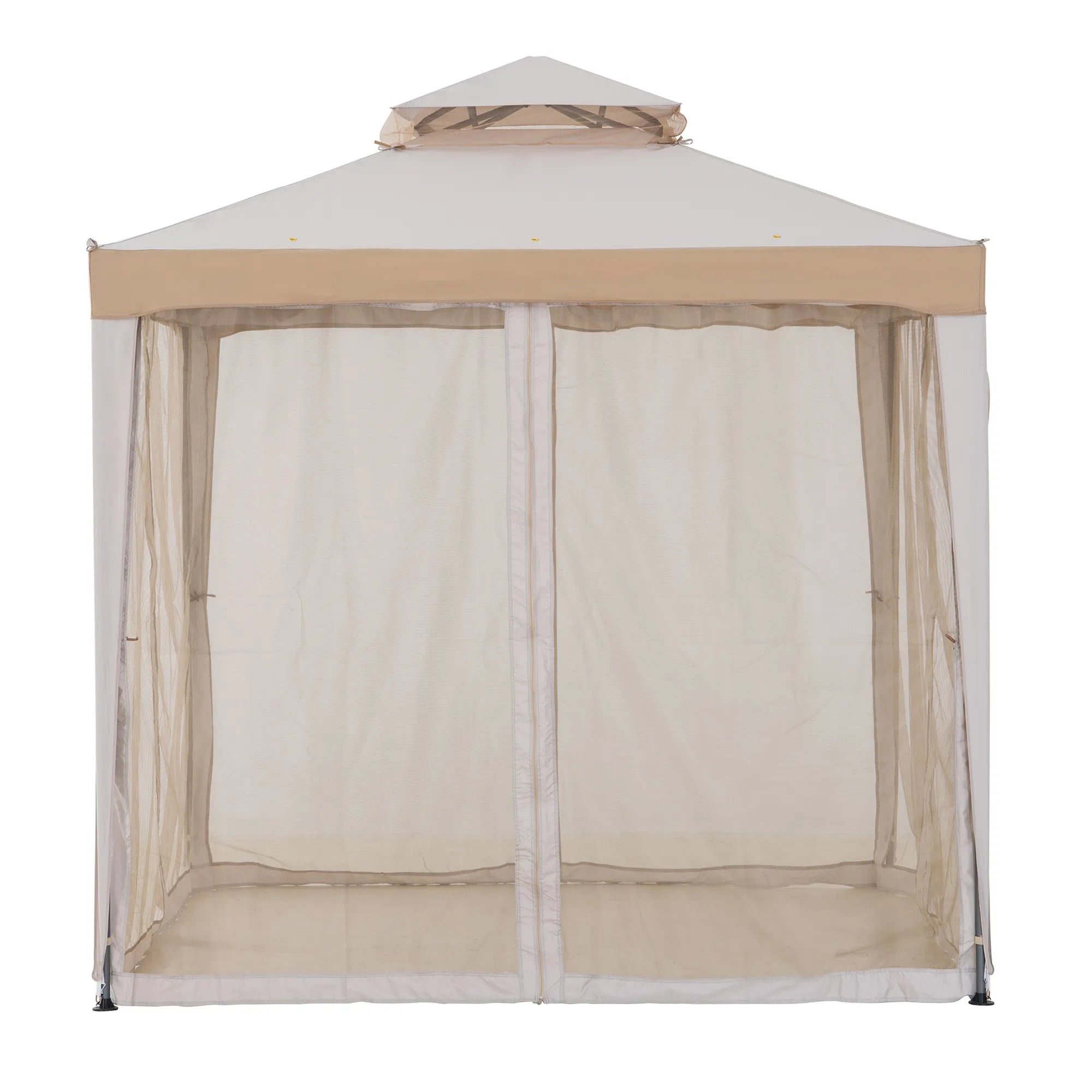 SUNJOY 8x8 Soft Top Gazebo with Mosquito Netting - Gray & Khaki