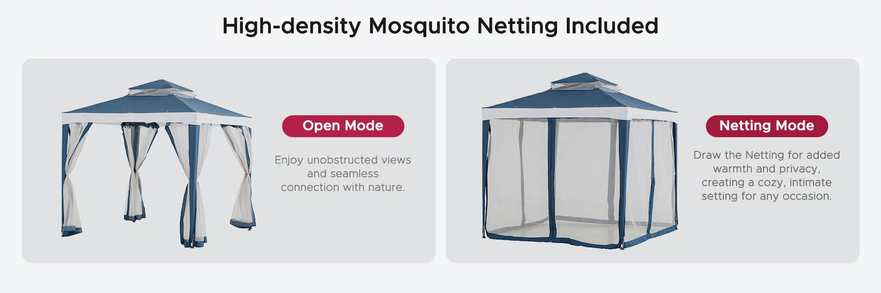 SUNJOY 8x8 Soft Top Gazebo with Mosquito Netting - Navy & White