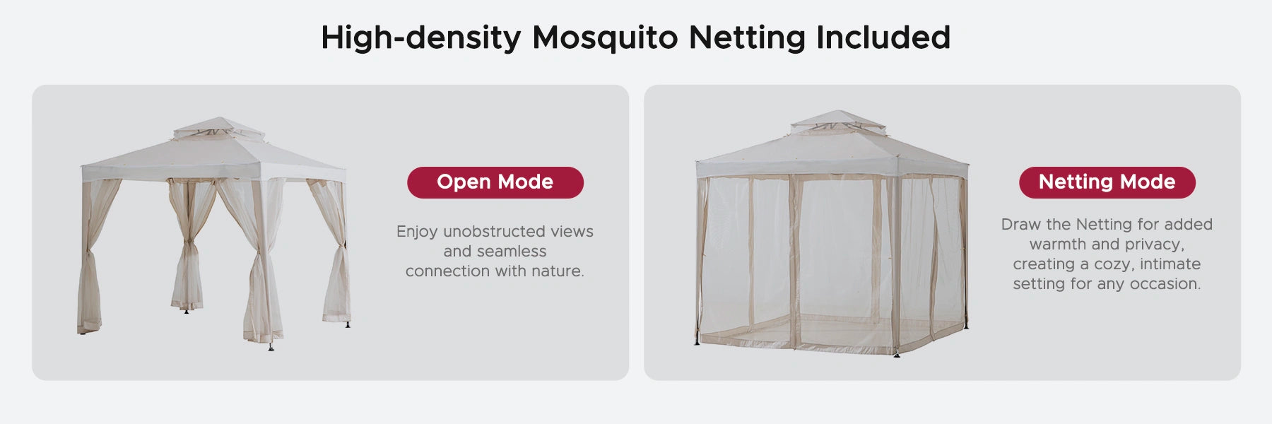 SUNJOY 8x8 Soft Top Gazebo with Mosquito Netting - Beige & White