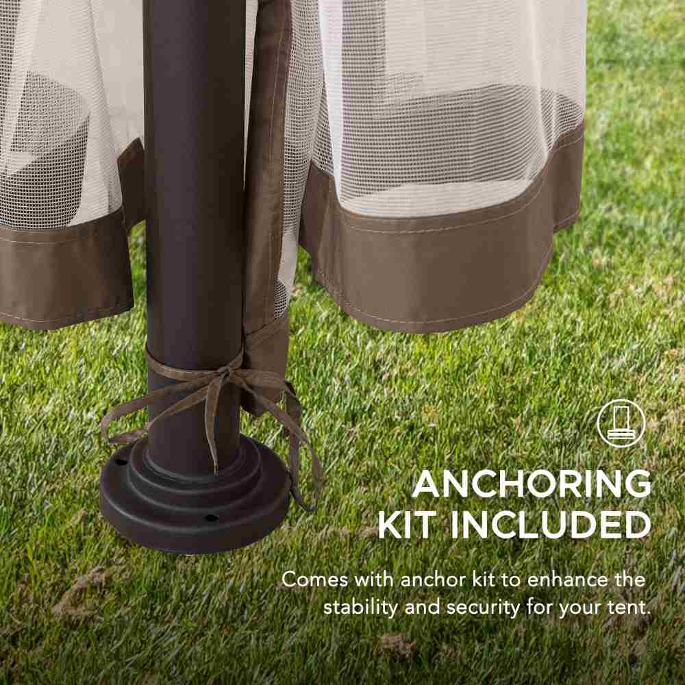 SUNJOY 9.5x9.5 2-Tier Steel Backyard Gazebo with Netting.