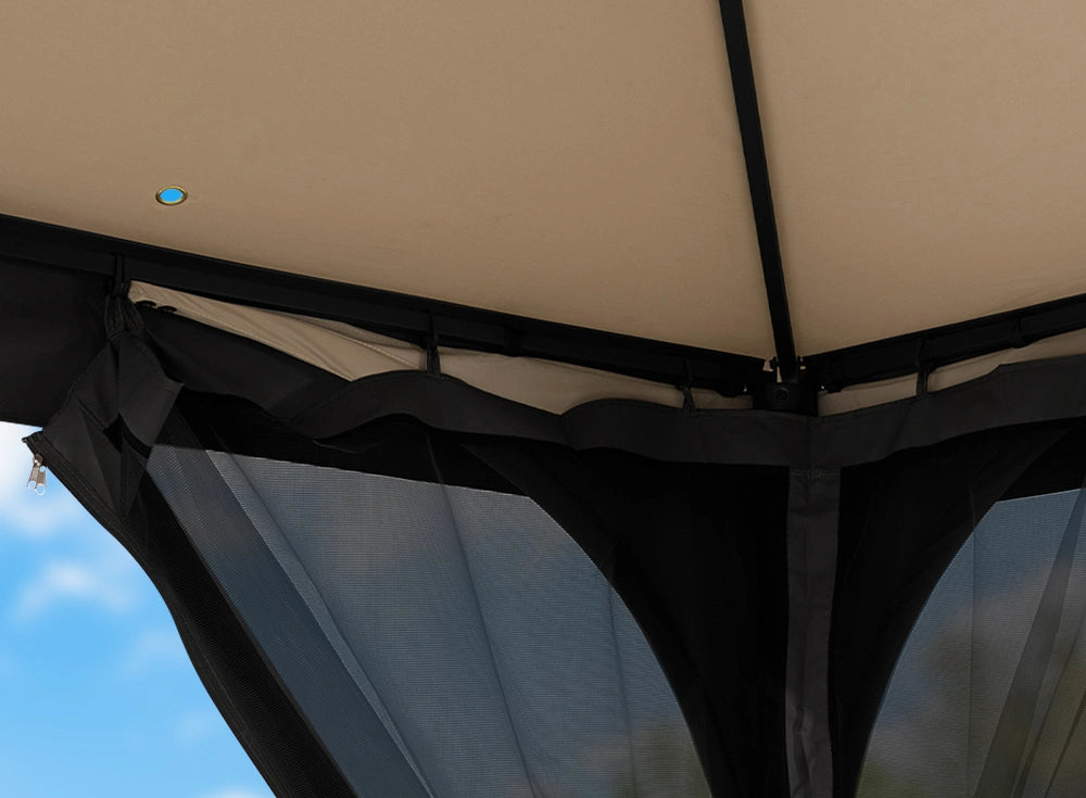 SUNJOY 9x9 Soft Top Garden Gazebo with Mosquito Netting - Light Gray & Black