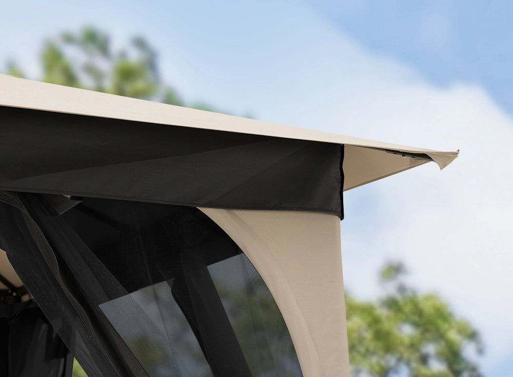 SUNJOY 9x9 Soft Top Garden Gazebo with Mosquito Netting - Light Gray & Black