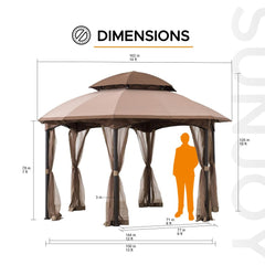 SUNJOY 13.5x13.5 Metal Patio Gazebo Kits with Ceiling Hook.