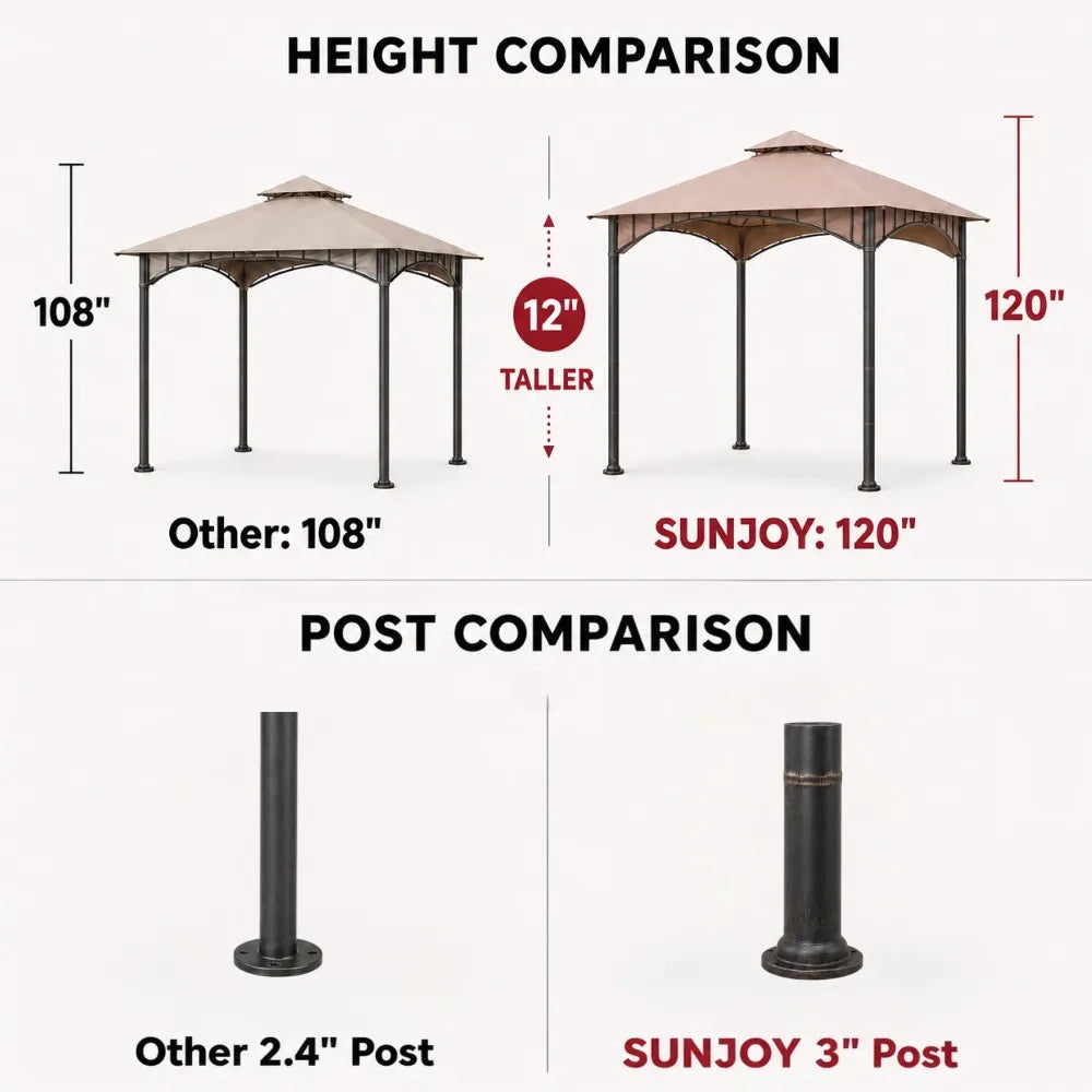 Canopy Gazebo with Bamboo Look Steel Frame, 11x11