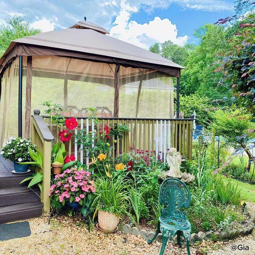 SUNJOY 10x13 Steel Outdoor Canopy Gazebo with Netting SUNJOY 10x13 Steel Outdoor Canopy Gazebo with Netting