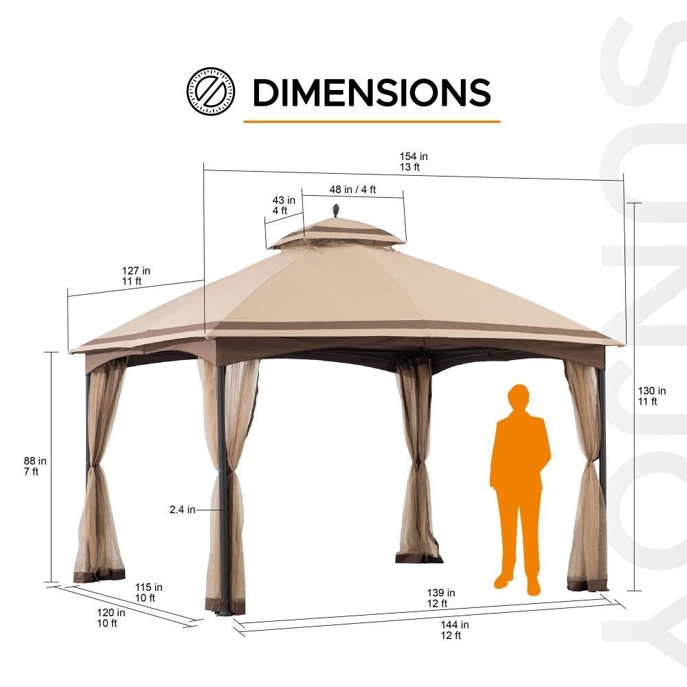 SUNJOY 10x13 Steel Outdoor Canopy Gazebo with Netting SUNJOY 10x13 Steel Outdoor Canopy Gazebo with Netting