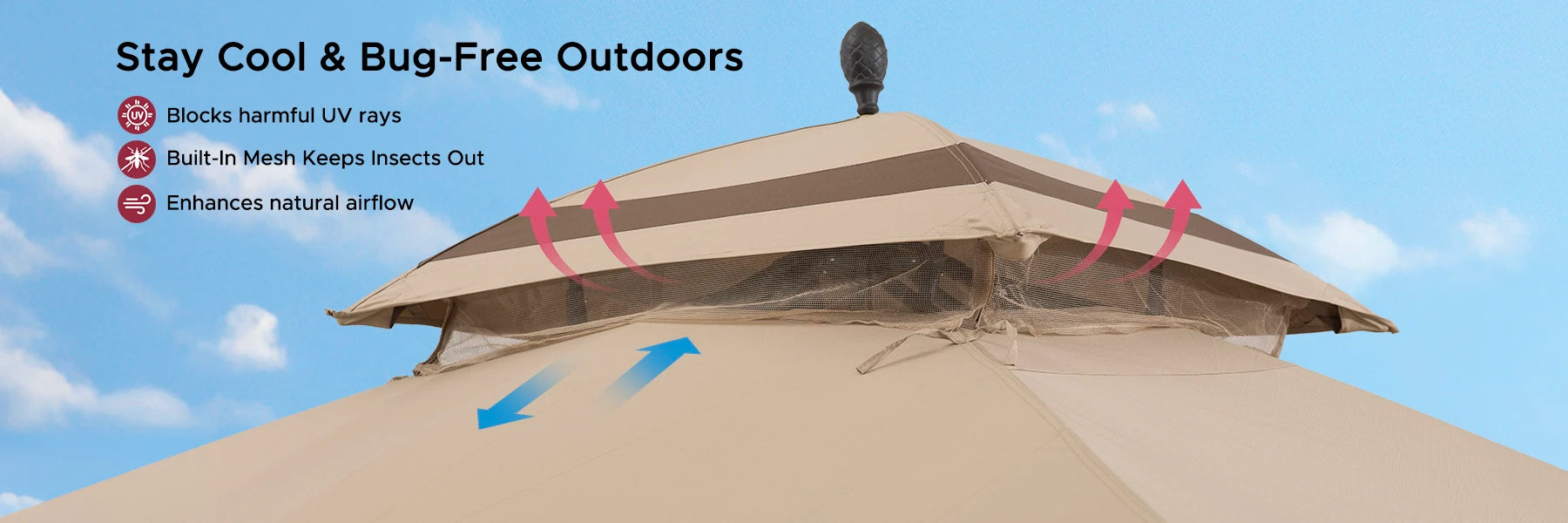 SUNJOY 10x13 Steel Outdoor Canopy Gazebo with Netting