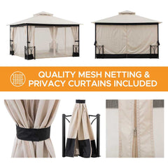 SUNJOY 11x13 Outdoor Patio Gazebo with Netting and Curtain.