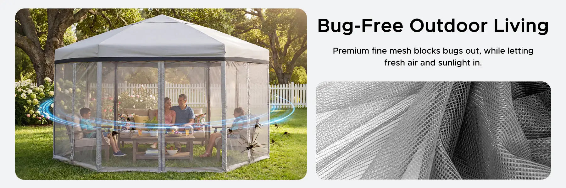 SUNJOY 11x11 Hexagon Pop Up Gazebo with Netting