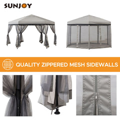 SUNJOY 11x11 Hexagon Pop Up Gazebo with Netting.