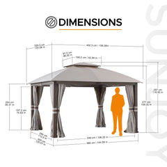 SUNJOY 11x13 Backyard Gazebo with Netting and Curtain.