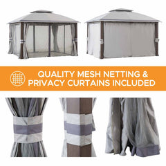 SUNJOY 11x13 Backyard Gazebo with Netting and Curtain.