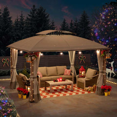 SUNJOY 11x13 Outdoor Canopy Gazebo Kit with Netting and Curtain.