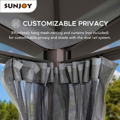 SUNJOY 12' x 12' Hillsdale Soft Top Gazebo with Plastic Counterweights and Mesh Netting