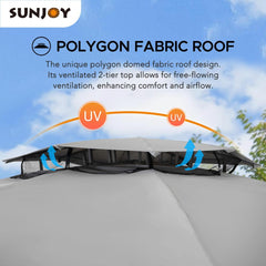 SUNJOY 12' x 12' Hillsdale Soft Top Gazebo with Plastic Counterweights and Mesh Netting