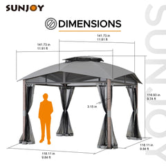 SUNJOY 12' x 12' Hillsdale Soft Top Gazebo with Plastic Counterweights and Mesh Netting