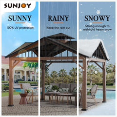 SUNJOY 12' x 12' Roanforth Gazebo With 2-Tier Roof and Ceiling Hook