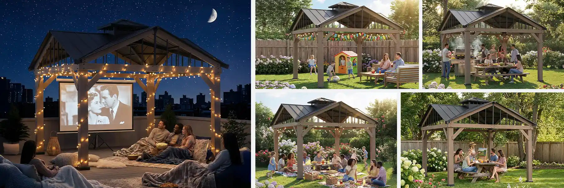 SUNJOY 12x12 Heavy-Duty Wooden Gazebo, Hardtop Pavilion with Decorative Roof Vent