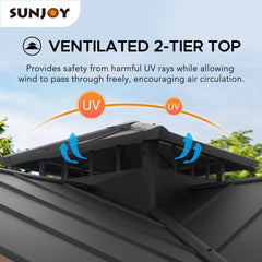 SUNJOY 12' x 12' Roanforth Gazebo With 2-Tier Roof and Ceiling Hook