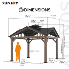 SUNJOY 12' x 12' Roanforth Gazebo With 2-Tier Roof and Ceiling Hook