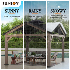 SUNJOY 12' x 12' Roanforth Gazebo With 2-Tier Roof and Ceiling Hook