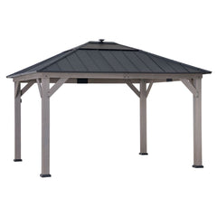 SUNJOY 11x13 Wooden Gazebo with Solar Panel, LED Lights and Ceiling Hook